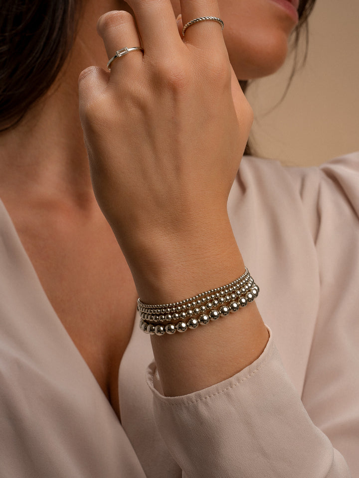 Sparkling Jewels Armband Saturn Large - Silver - 6mm SB-S-6MM-ADD Zilverkleurig