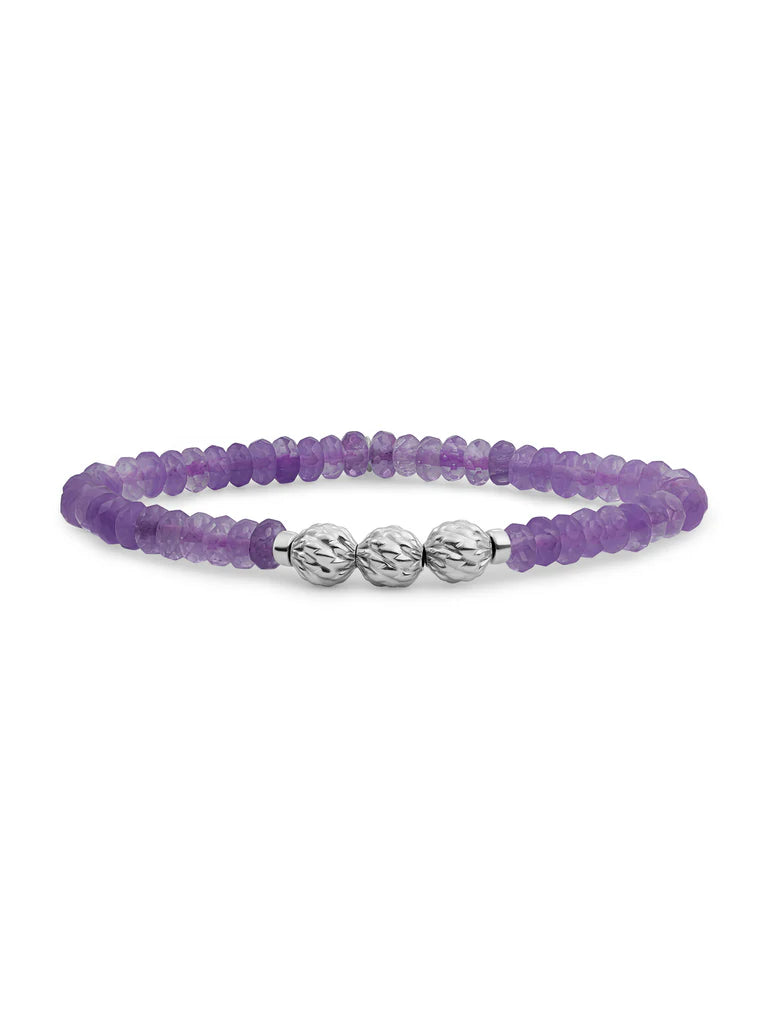 Sparkling Jewels Armband Amethist SB-S-6MM-FUSE-G05 Zilverkleurig