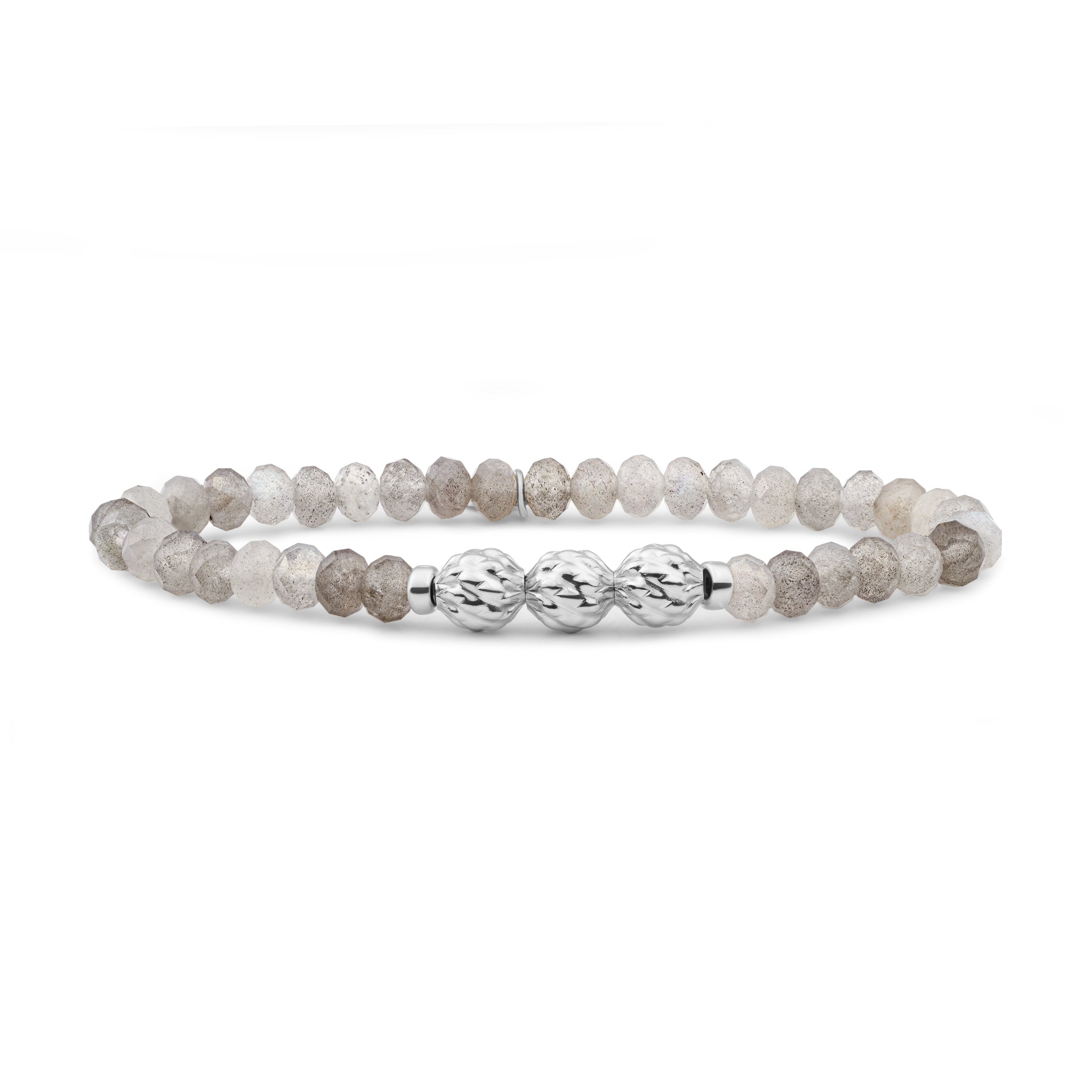 Sparkling Jewels Armband Labradoriet SB-S-6MM-FUSE-G18 Zilverkleurig