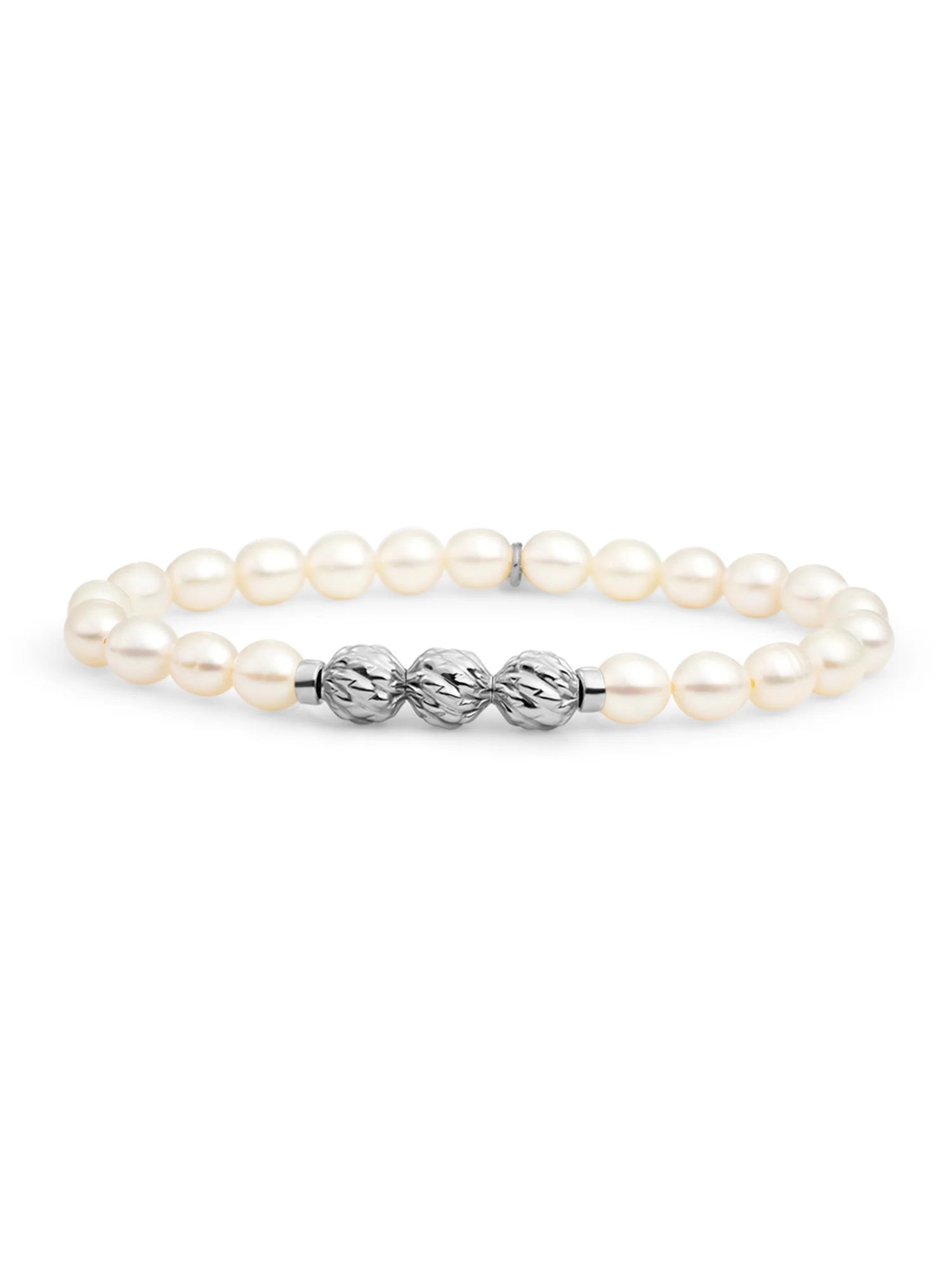 Sparkling Jewels Armband Parel SB-S-6MM-FUSE-PEARL Zilverkleurig