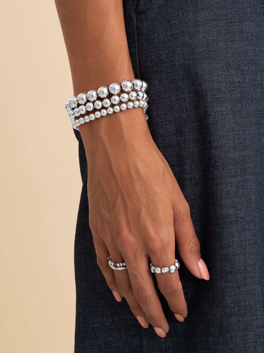 Sparkling Jewels Armband Saturn Large - Silver - 8mm SB-S-8MM-ADD Zilverkleurig