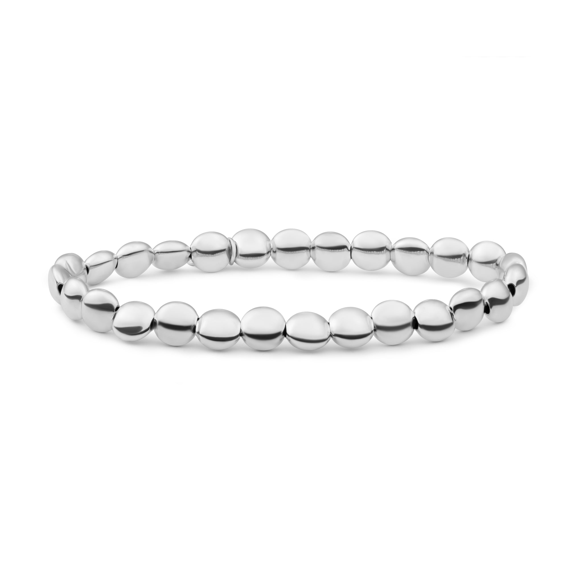 Sparkling Jewels Armband Bubble Beads Flat - Silver - 7mm SB-S-MIX-05 Zilverkleurig