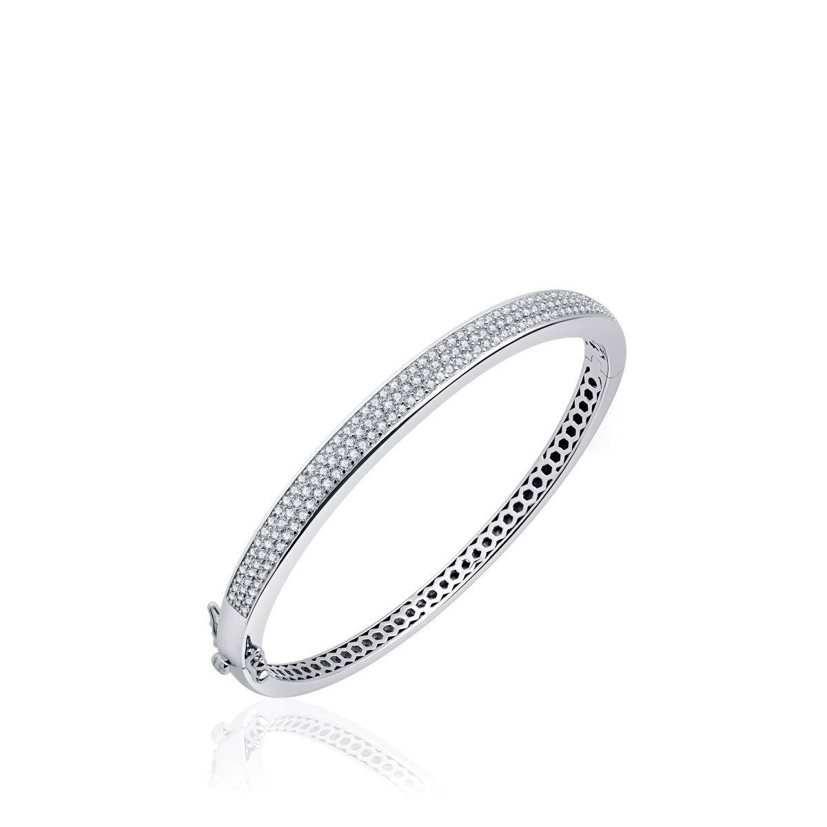 Gisser Bangle Zilver Gerhodineerd Zirkonia Wit – SB01