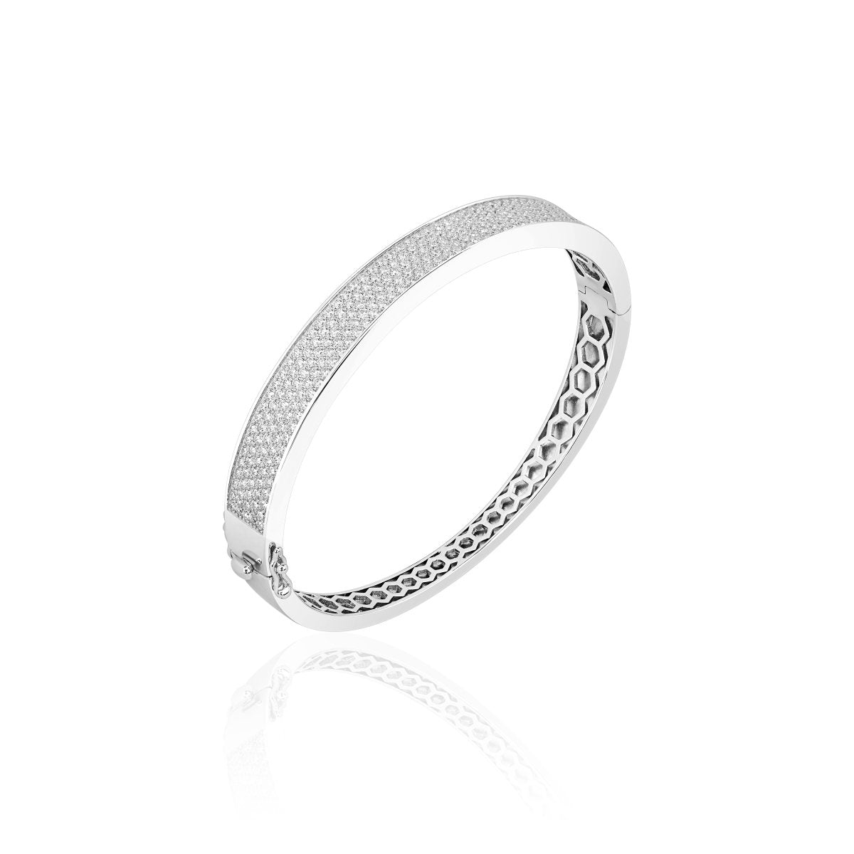Gisser Bangle Zilver Gerhodineerd Zirkonia Wit 68 mm – SB05
