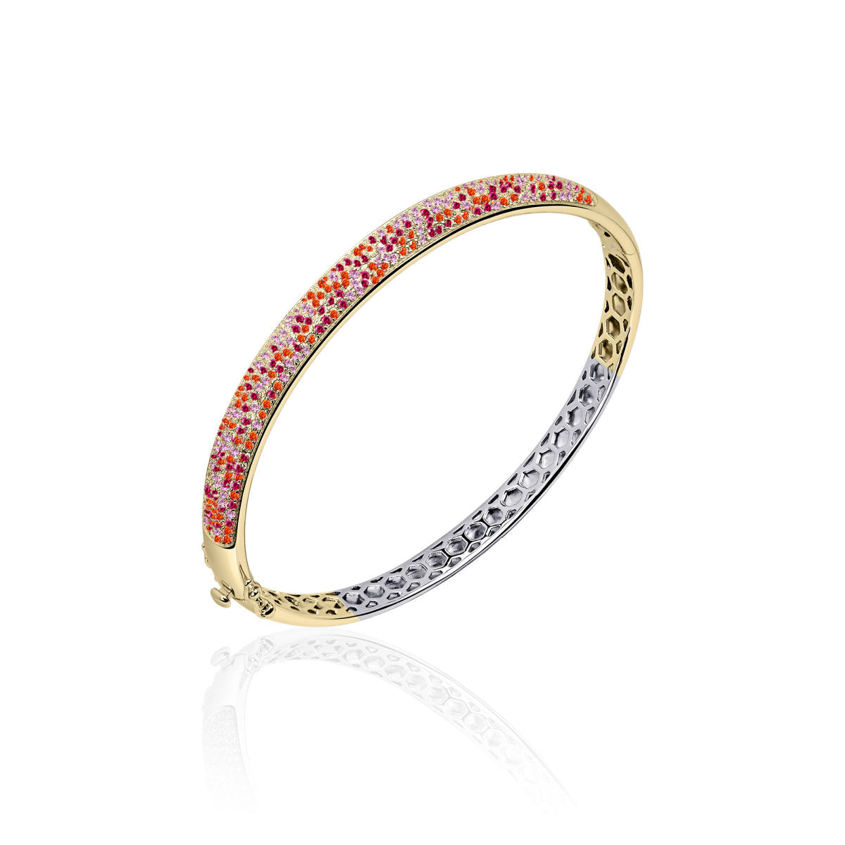 Gisser Bangle Zilver Geel Verguld Zirkonia Roze 60 mm – SB06YOF