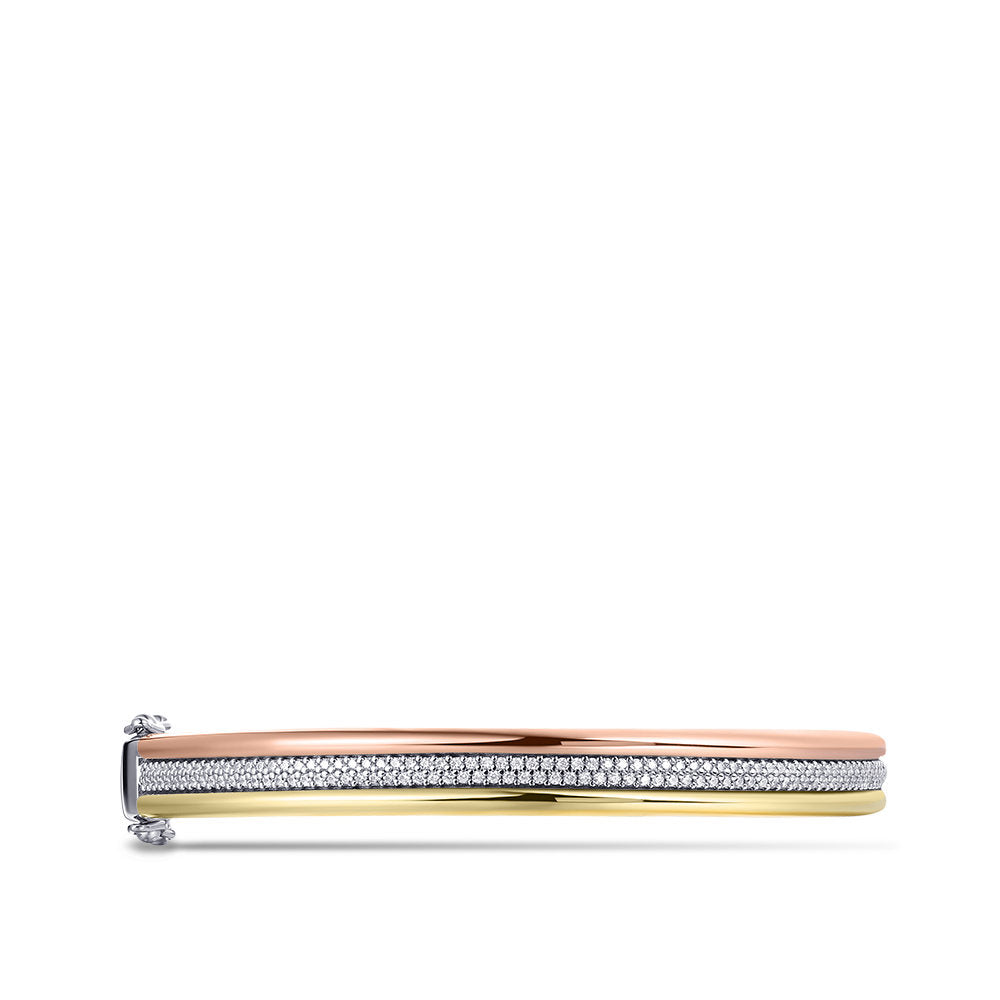 Gisser Bangle Zilver Verguld Tricolor Zirkonia Wit 60 mm – SB30T – foto 2