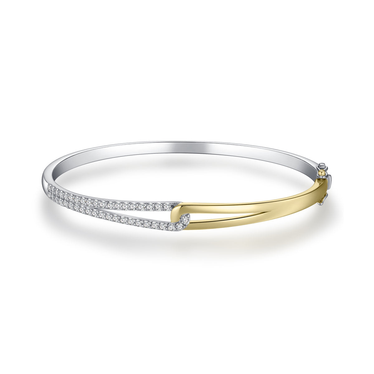 Gisser Bangle Zilver Verguld Bicolor Zirkonia Wit – SB36Y