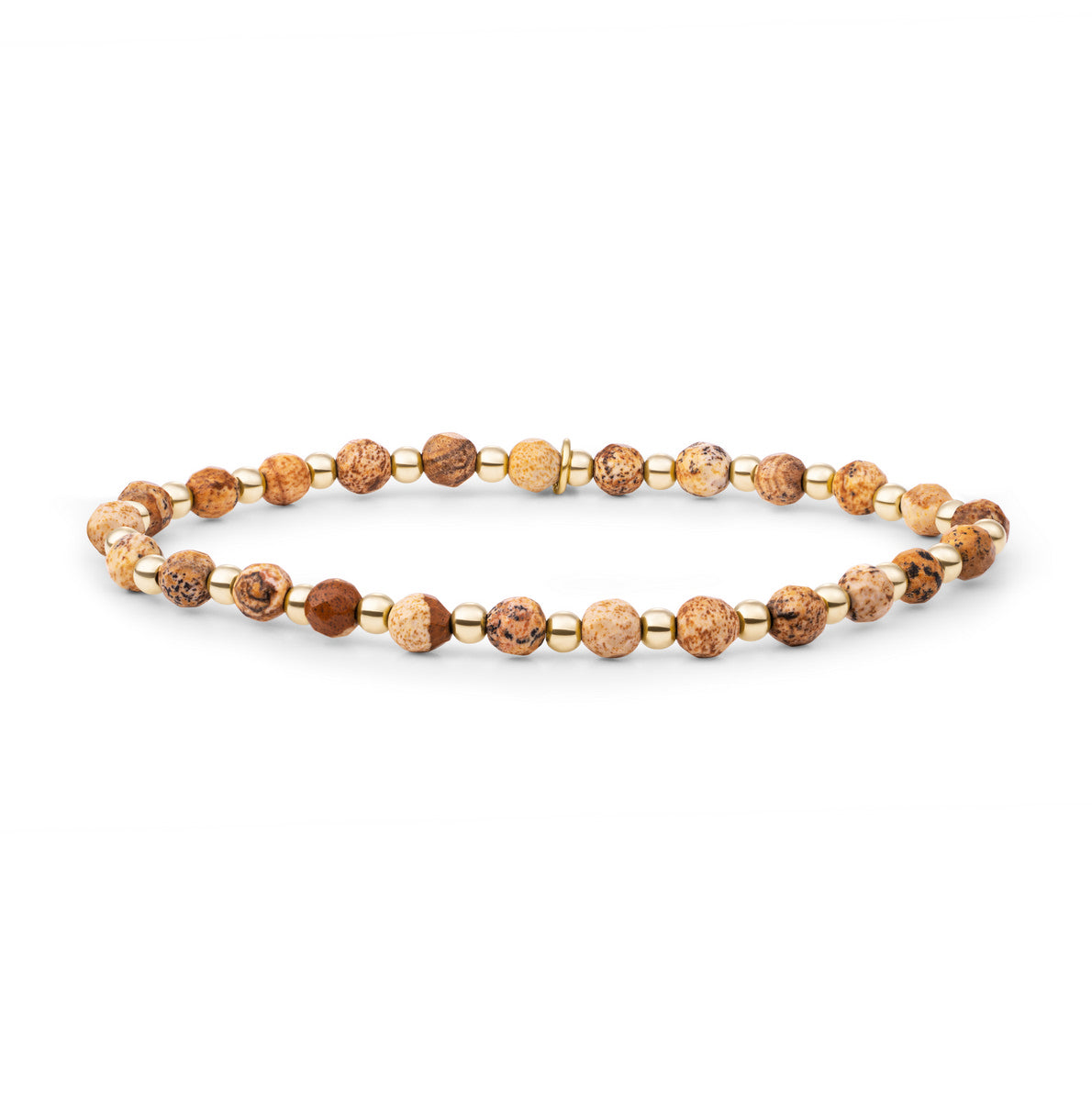 Sparkling Jewels Armband Interstellar 3mm Landschapsjaspis SBG-GEM22-3MM-MIX Goudkleurig