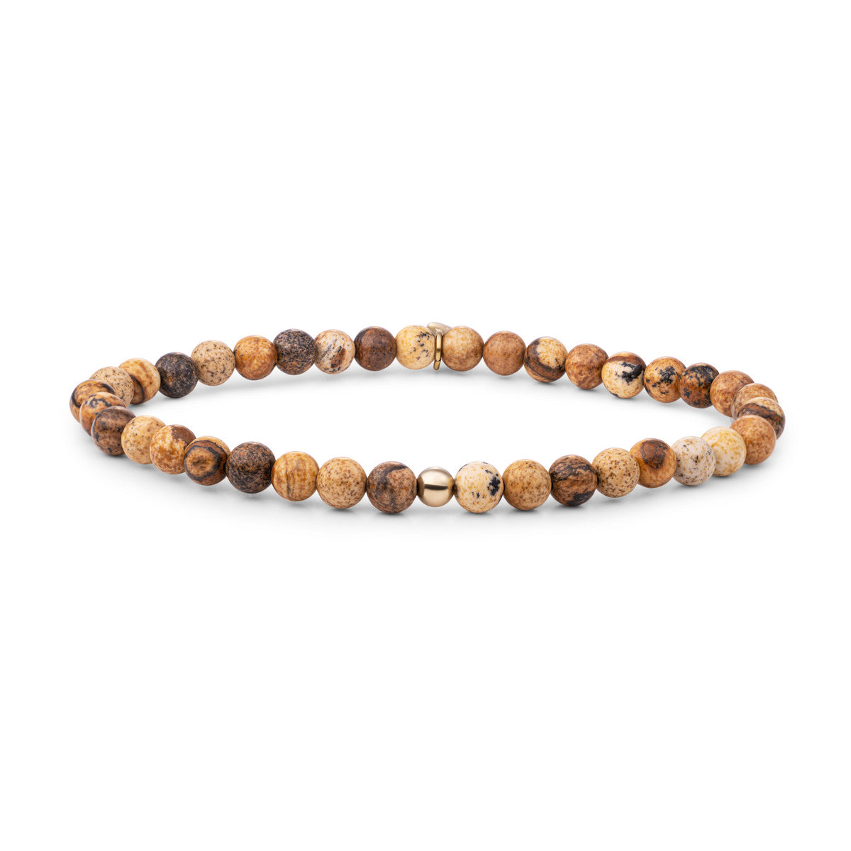 Sparkling Jewels Armband Saturn Small 4mm Landschapsjaspis SBG-GEM22-ADD-4MM Goudkleurig