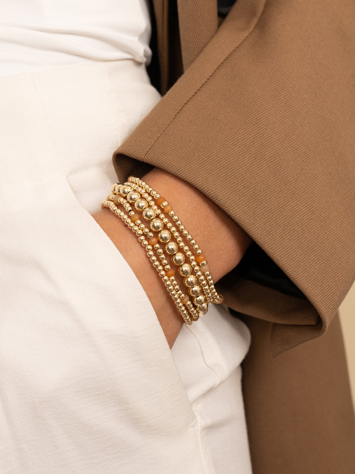 Sparkling Jewels Armband Aventurijn SBG-GEM28-MIX-FCTRDL Goudkleurig