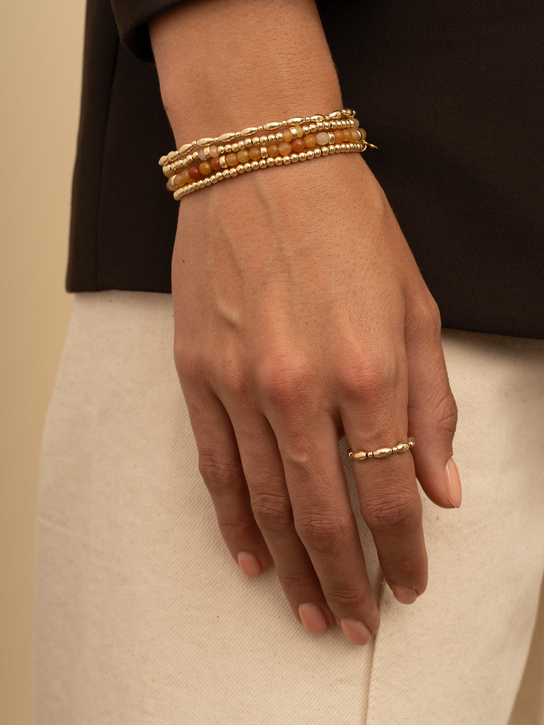 Sparkling Jewels Armband Aventurijn SBG-GEM28-MIX-RDL Goudkleurig