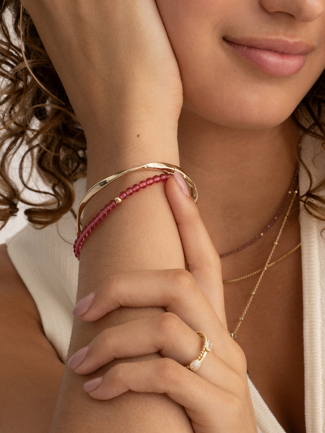 Sparkling Jewels Armband Fuchsiakwarts Saturn small 4mm SBG-GEM51-ADD-4MM Zilverkleurig