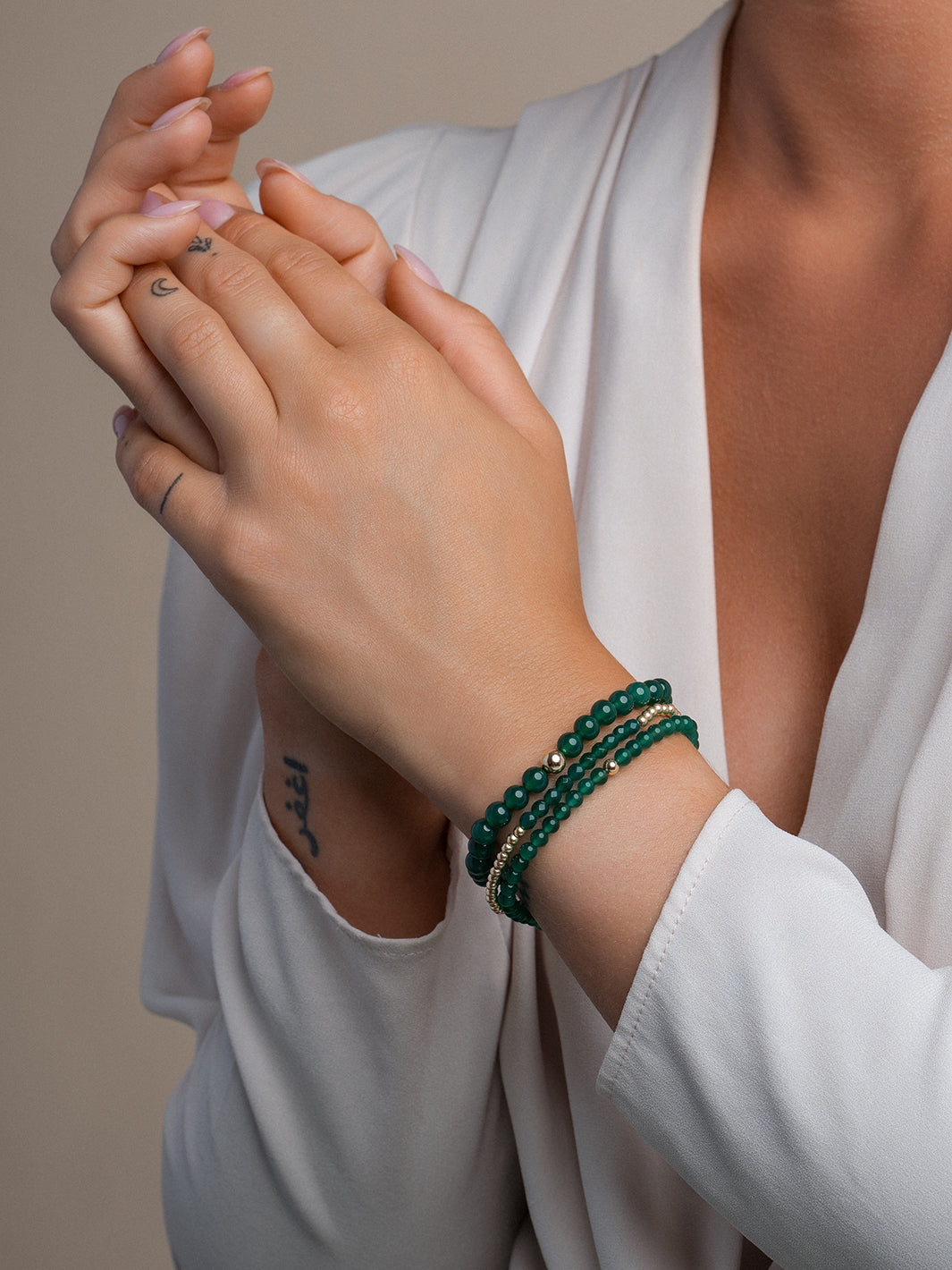 Sparkling Jewels Armband Amazoniet SBG-GEM53-3MM-LINE Goudkleurig