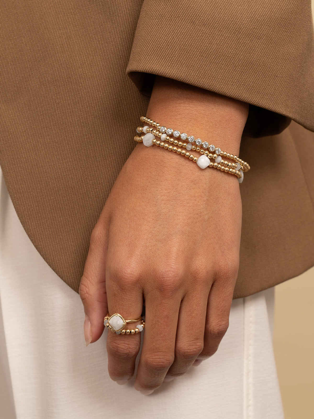 Sparkling Jewels Armband Maansteen SBG-GEM54-MIX-FCTRDL Goudkleurig