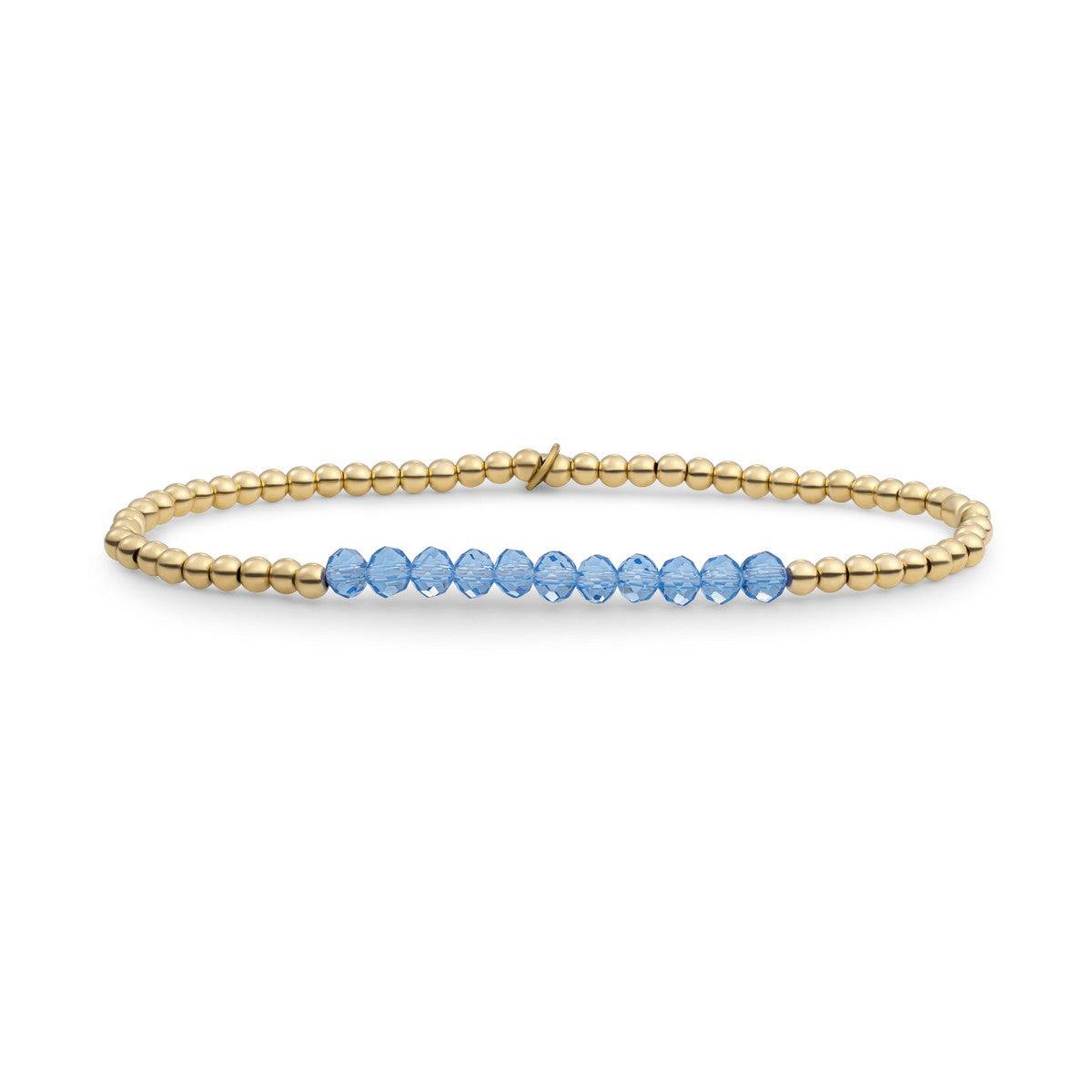 Sparkling Jewels Armband Aquamarijn SBG-GEM56-3MM-LINE Goudkleurig