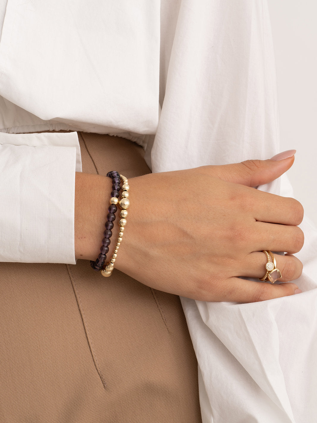 Sparkling Jewels Armband Kwarts SBG-GEM59-ADD-6MM Goudkleurig