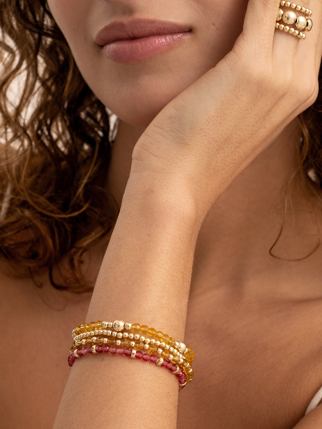 Sparkling Jewels Armband Citrienkwarts SBG-GEM65-3MM-MIX Goudkleurig