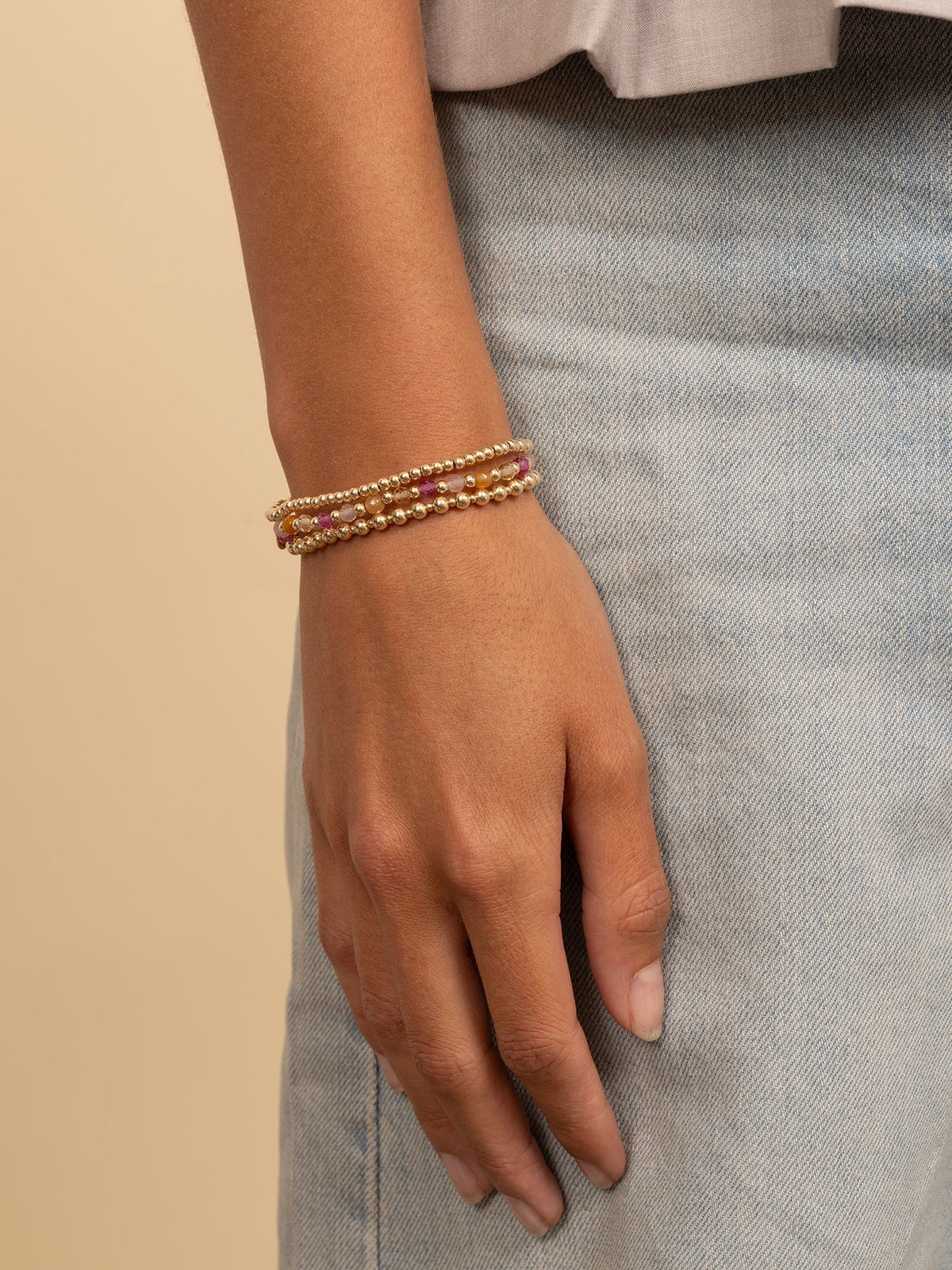 Sparkling Jewels Armband Multi Gem Interstellar - Gold - 3mm SBG-MULTI03-3MM-MIX Goudkleurig
