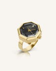 Rosefield horloge SBGSG-O67 Studio Octagonal Watch Ring Black Gold