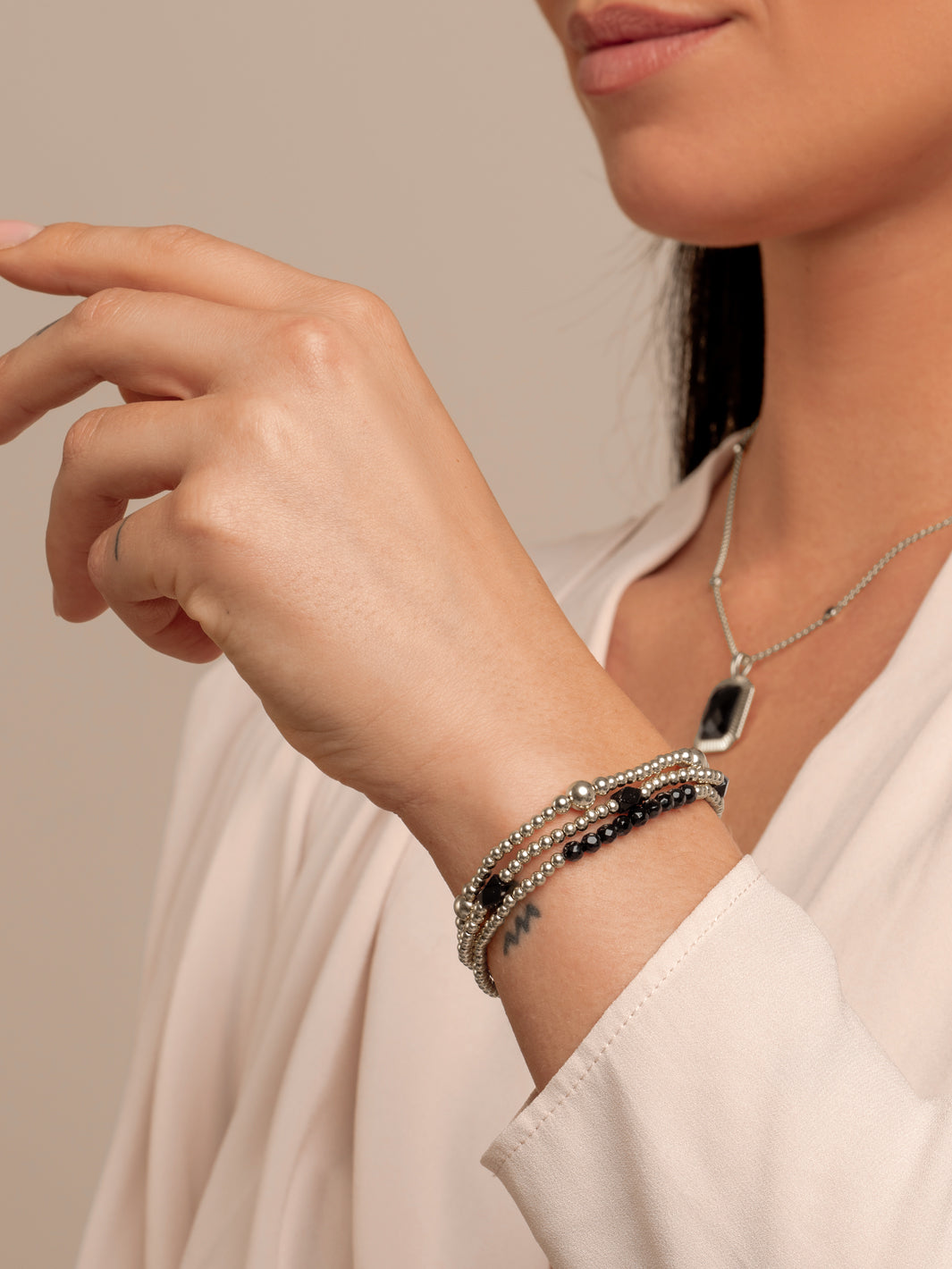 Sparkling Jewels Armband Mix Plated SB-G-3MM-BAR-G54 Zilverkleurig