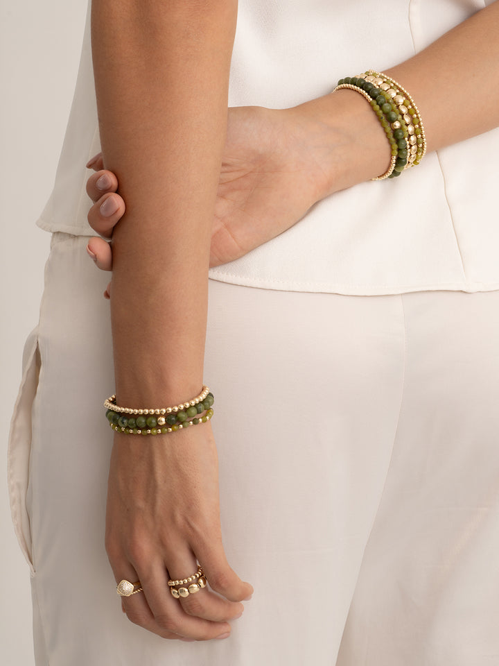 Sparkling Jewels Armband Jade SB-GEM61-ADD-6MM Zilverkleurig