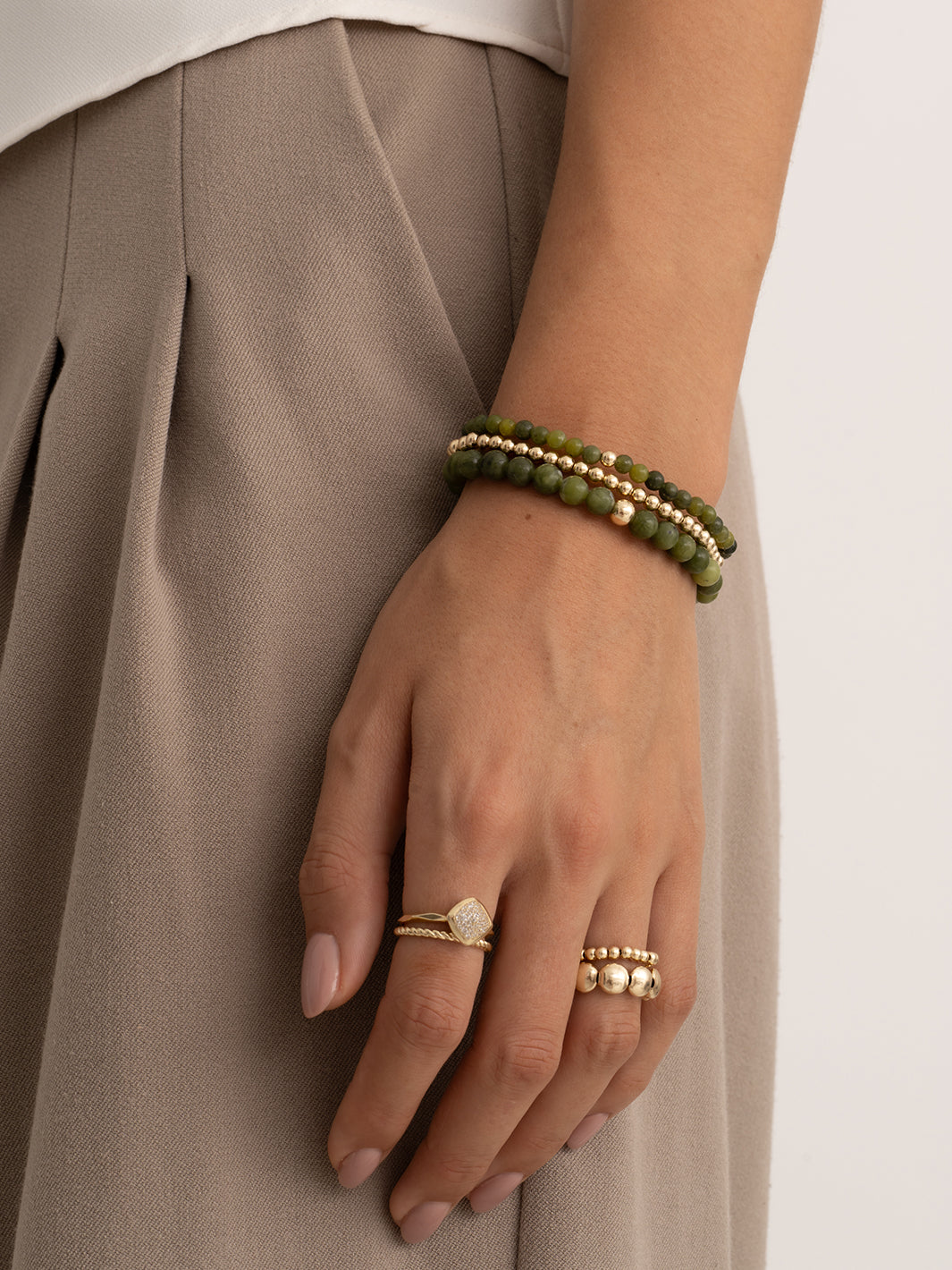 Sparkling Jewels Armband Jade SB-GEM61-ADD-4MM Zilverkleurig