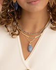 Sparkling Jewels ketting 2mm Blue Aventurine Gold - 42cm +2cm NLK04G-G37 - PansiteNederland.nl