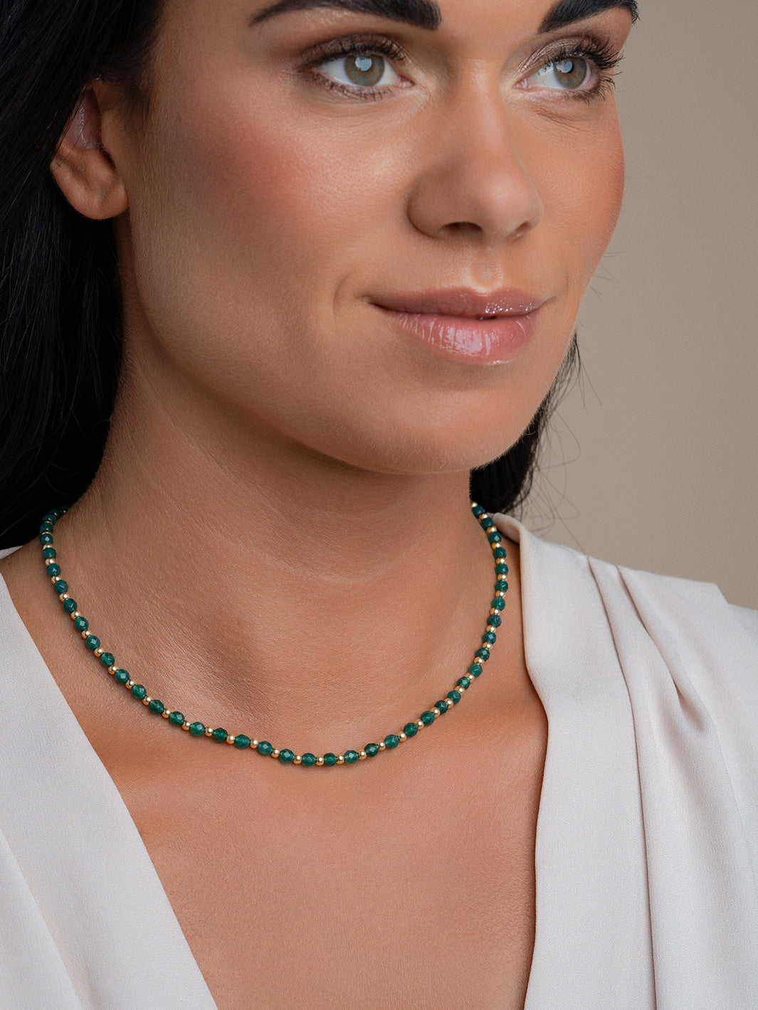 Sparkling Jewels Ketting Amazoniet NLK03G-G53 Zilverkleurig