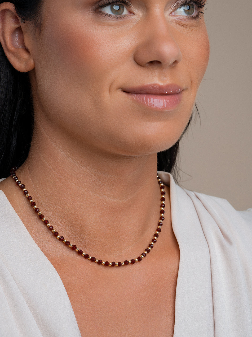 Sparkling Jewels Ketting Robijnkwarts NLK03G-G50 Zilverkleurig