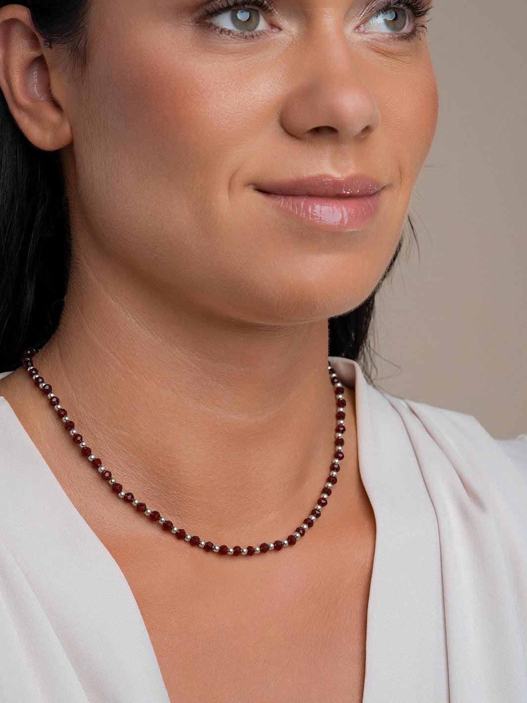 Sparkling Jewels Ketting Robijnkwarts NLK03S-G50 Zilverkleurig