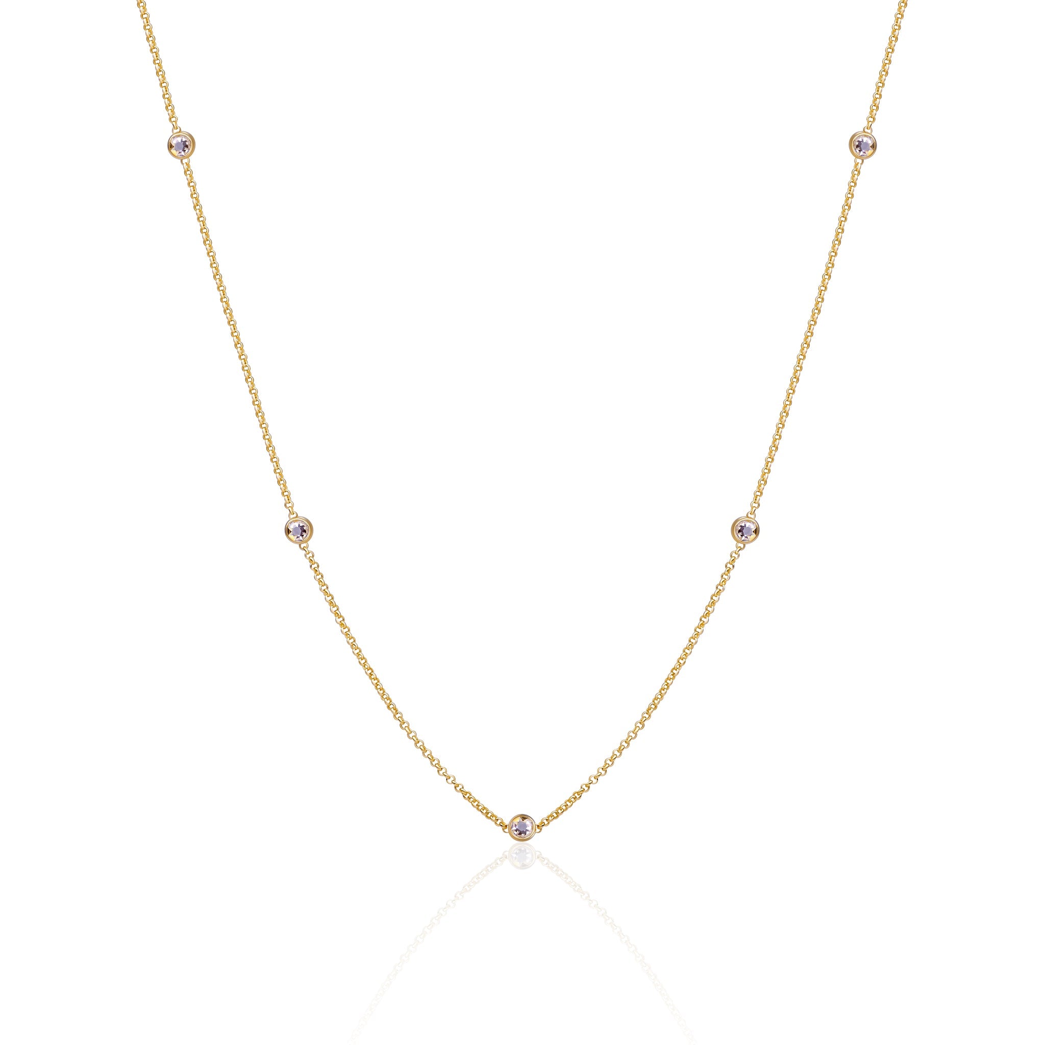 Sparkling Jewels Ketting White zirkonia beads anchor chain 42cm + 2cm SN CBG zirkonia01 SN-CBG-CZ01 Zilverkleurig