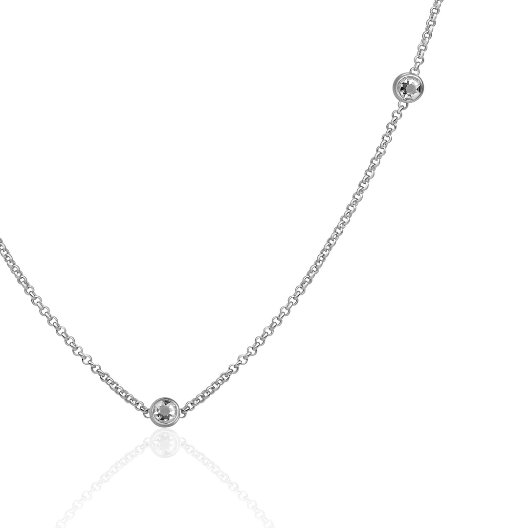 Sparkling Jewels Ketting White zirkonia beads anchor chain 42cm + 2cm SN CBS zirkonia01 SN-CBS-CZ01 Zilverkleurig