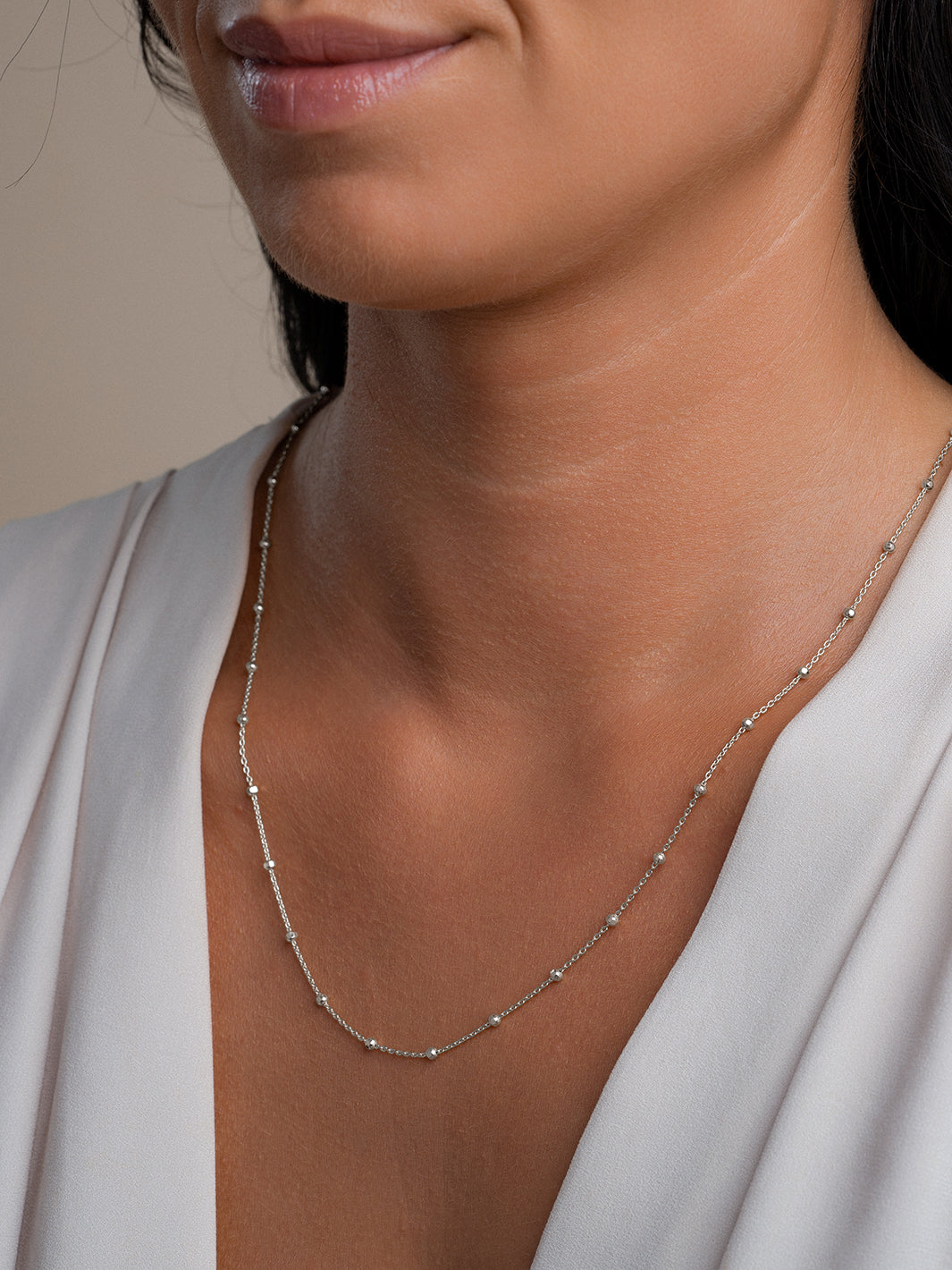 Sparkling Jewels Ketting Faceted Ball Chain SN-SBS-042 Zilverkleurig