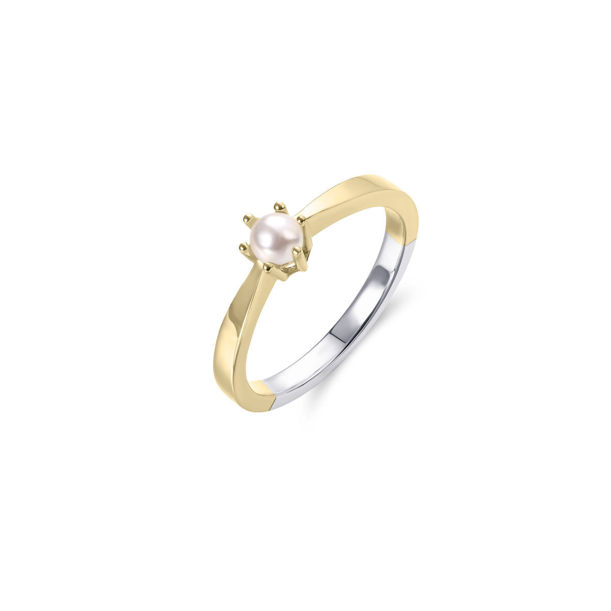 Gisser Ring Zilver Geel Verguld Schelpparel Wit – SPR03YWP