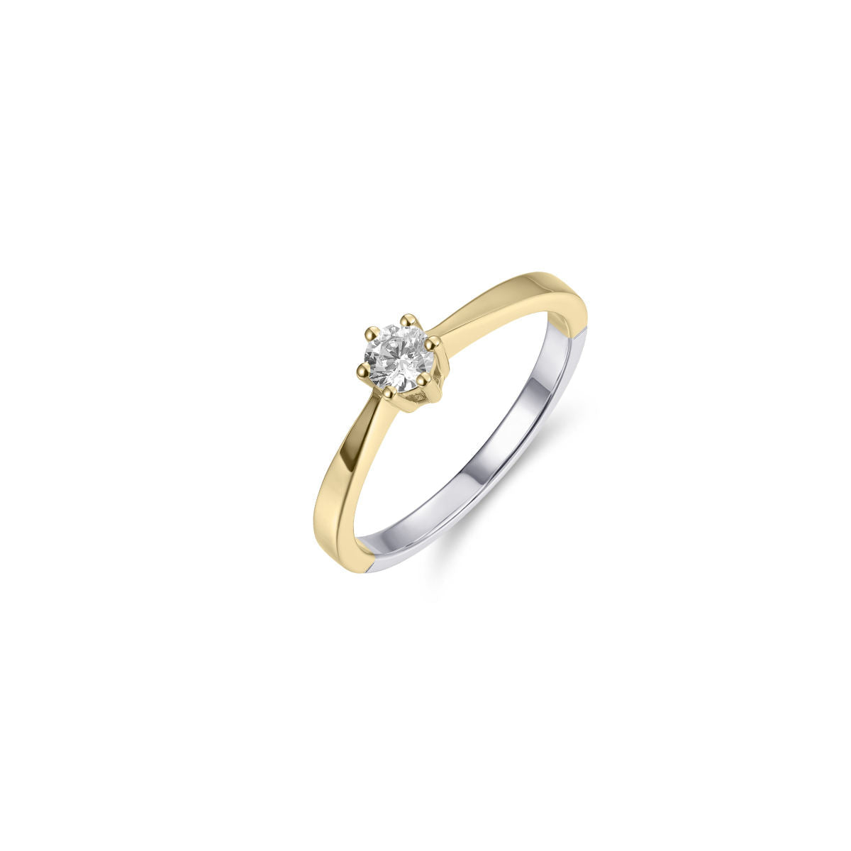 Gisser Ring Zilver Geel Verguld Zirkonia Wit – SPR03Y