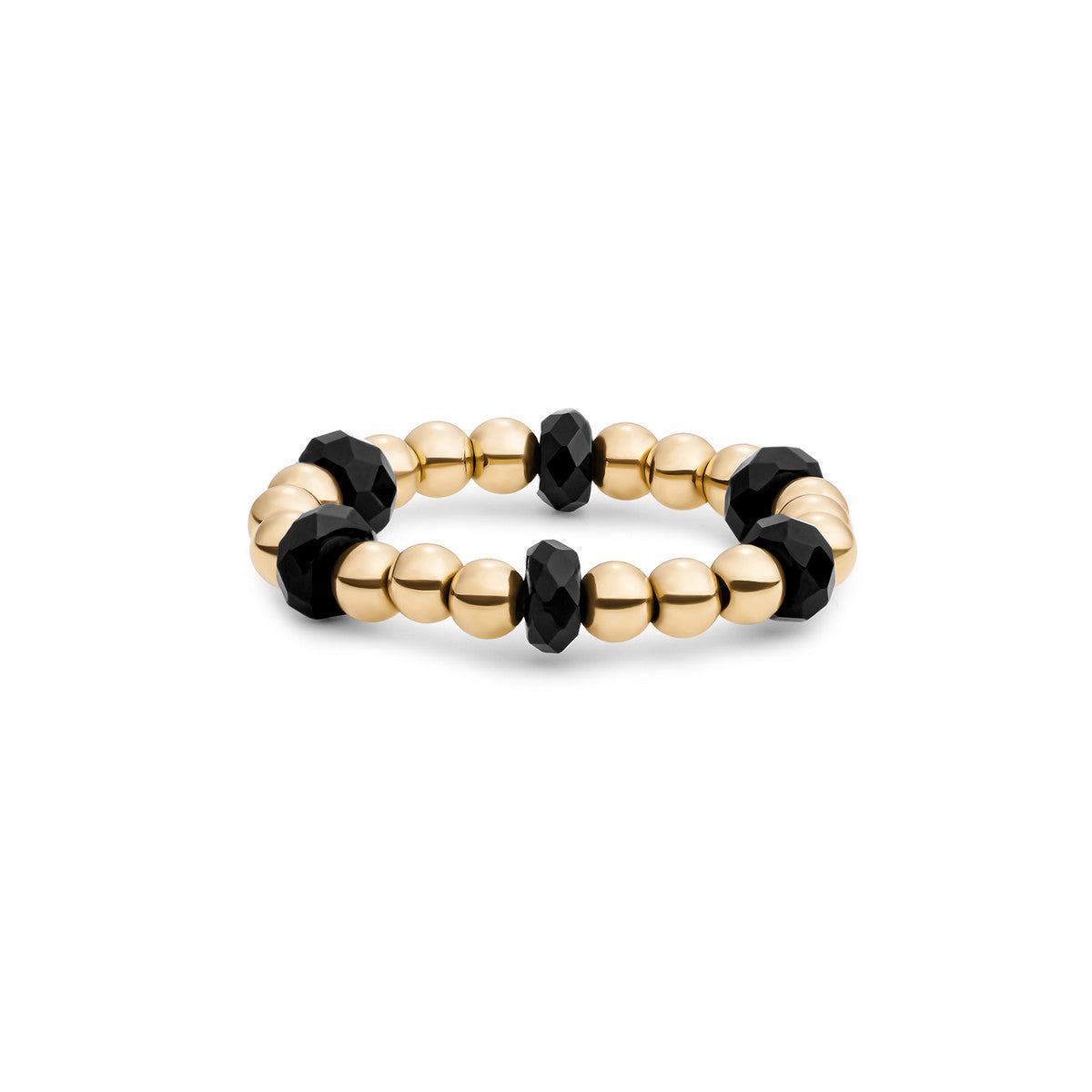 Sparkling Jewels Ring Onyx SRI-G-RDL-G07 Goudkleurig