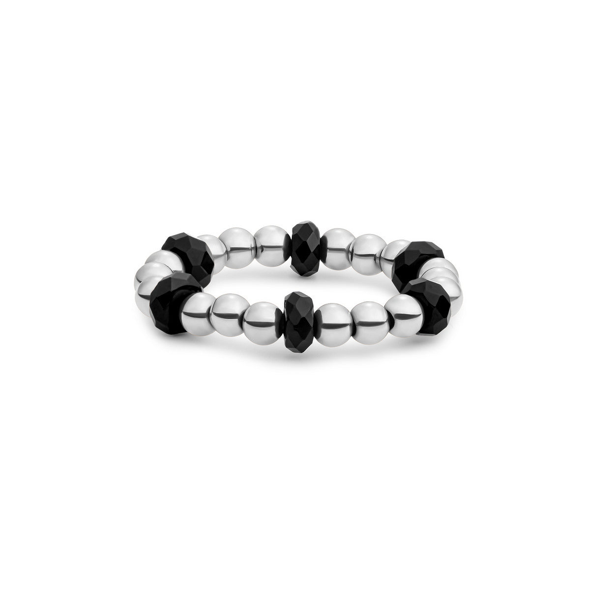 Sparkling Jewels Ring Onyx SRI-S-RDL-G07 Zilverkleurig