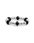 Sparkling Jewels Ring Facet Roundel Onyx Silver SRI-S-RDL-G07