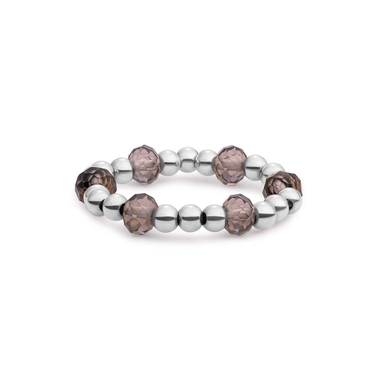 Sparkling Jewels Ring Rookkwarts SRI-S-RDL-G23 Zilverkleurig