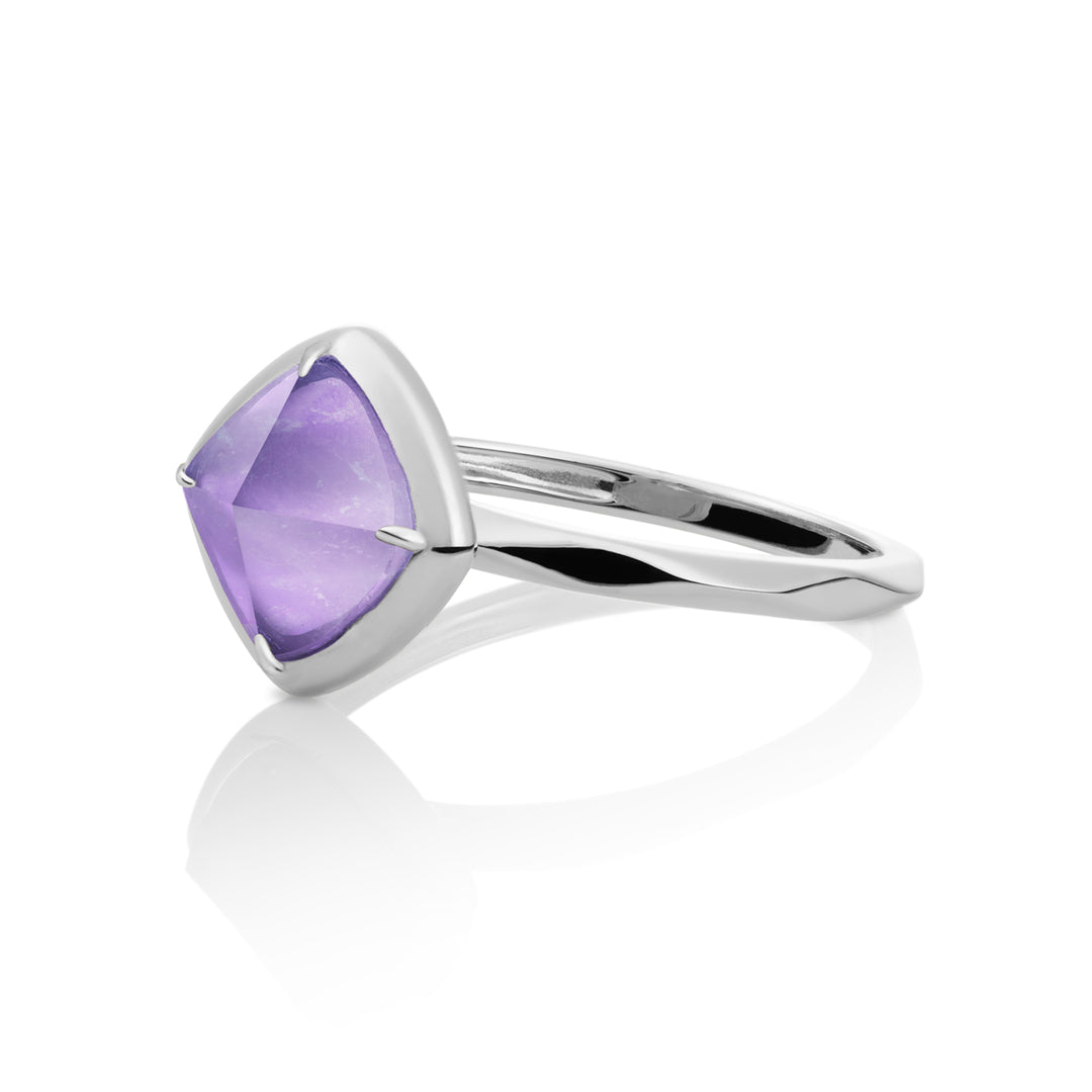 Sparkling Jewels Ring Edge Amethist SRI01-G07 Zilverkleurig