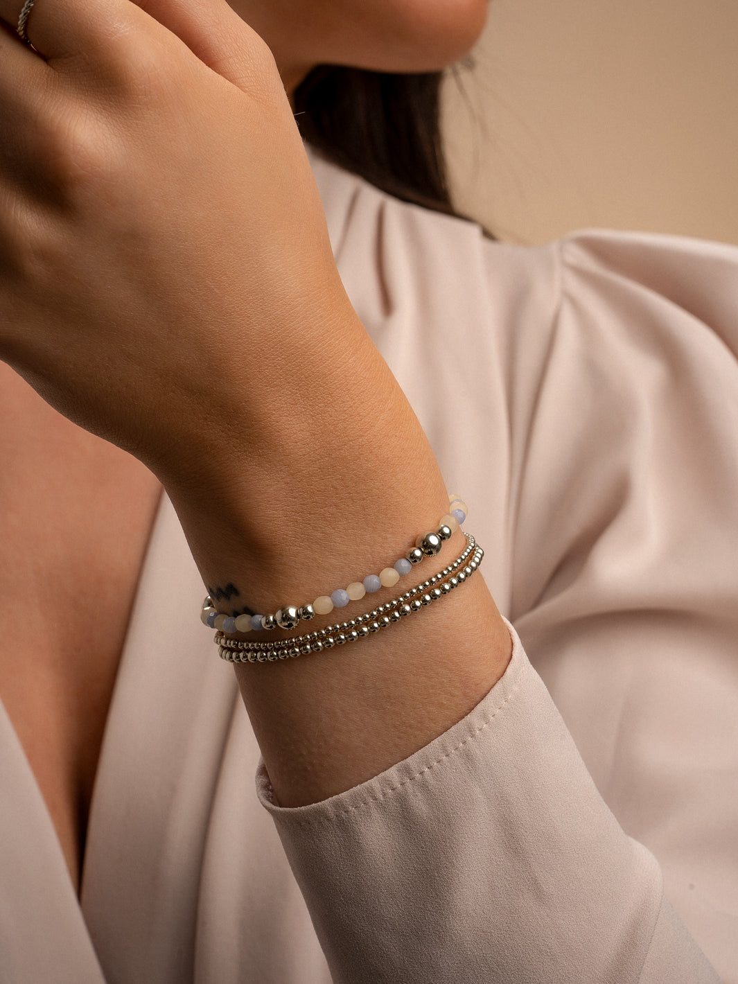 Sparkling Jewels Armband Agaat BLK02G-G47-G48 Zilverkleurig