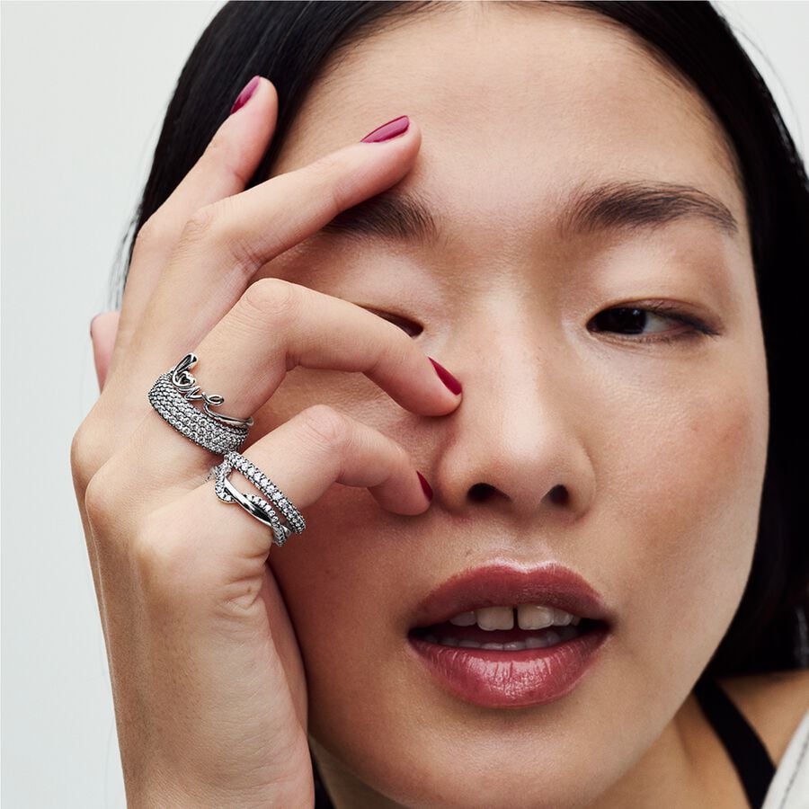 Pandora Sprankelende ring verstrengelde golf zilver - 193098C01