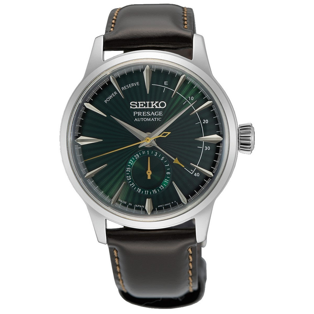 Seiko Presage Herenhorloge 20 mm leer groen - SSA459J1