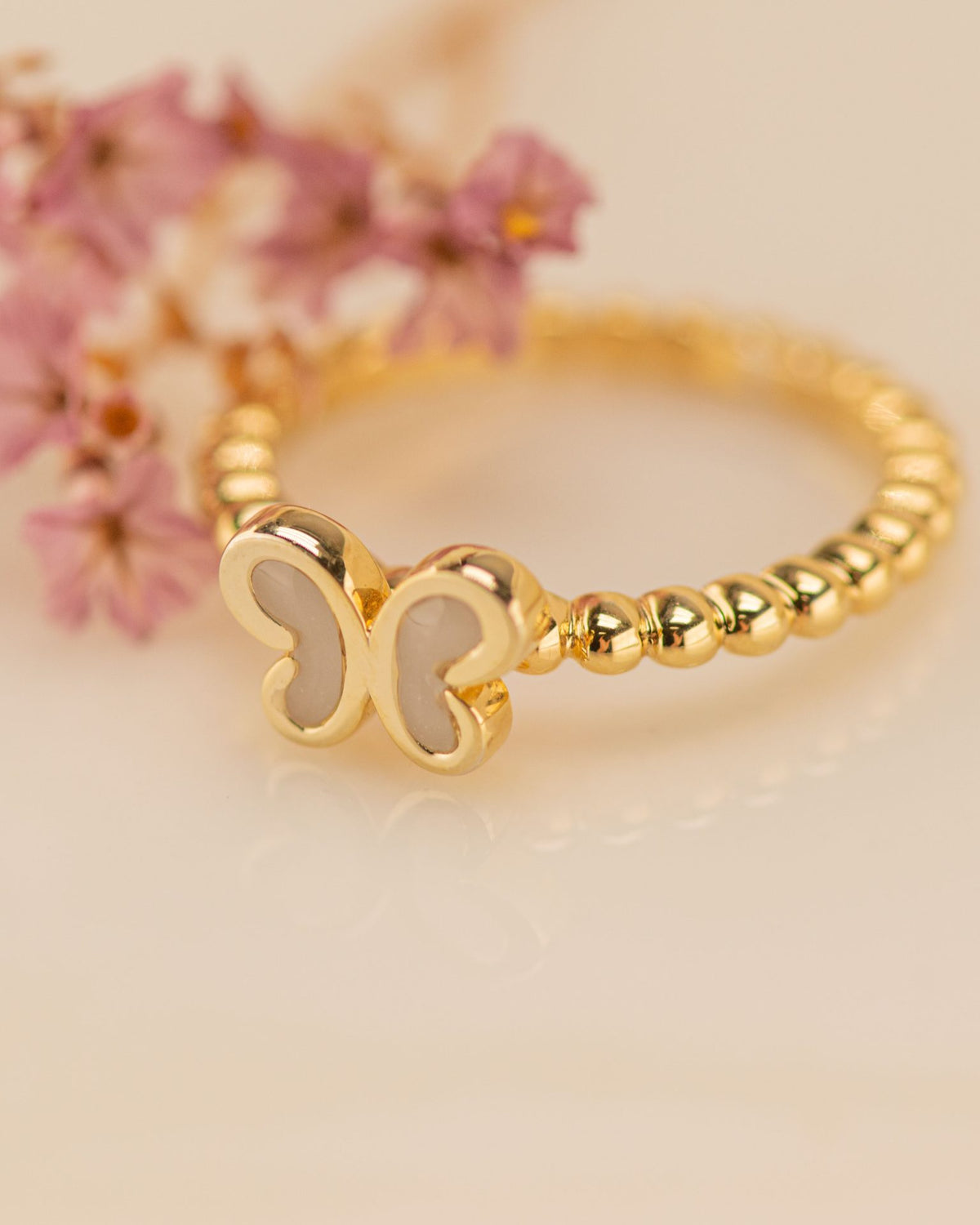 See You Bubble Band Butterfly Ring zilver zwart - RG003S-EU47