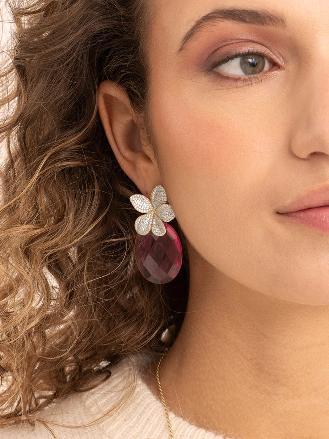 Sparkling Jewels Oorstenen Afterglow Fuchsia Quartz EAGEM51 - PansiteNederland.nl