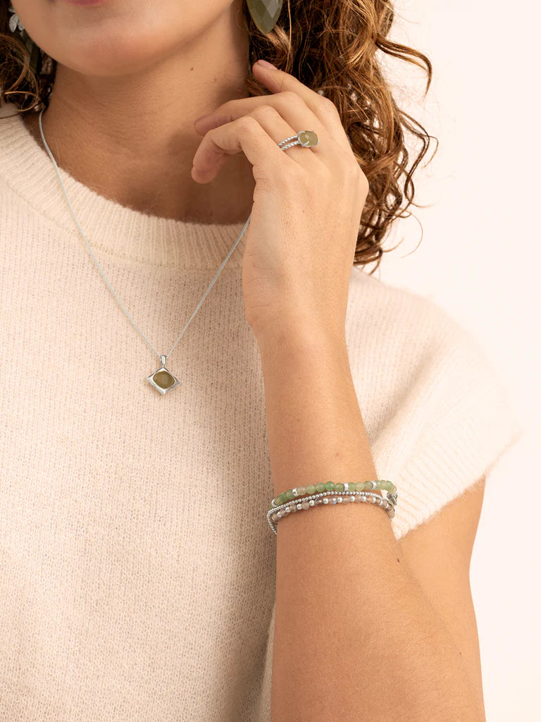 Sparkling Jewels Armband Labradoriet SB-GEM18-3MM-MIX Zilverkleurig