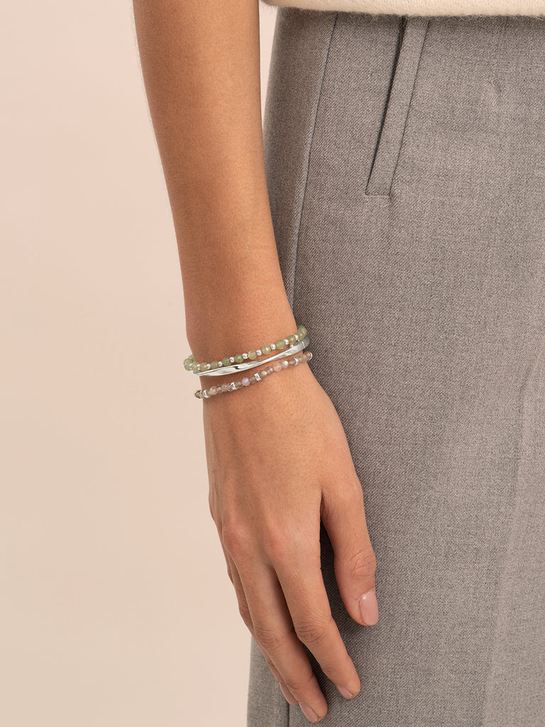 Sparkling Jewels Armband Labradoriet SB-GEM18-MIX-RDL Zilverkleurig