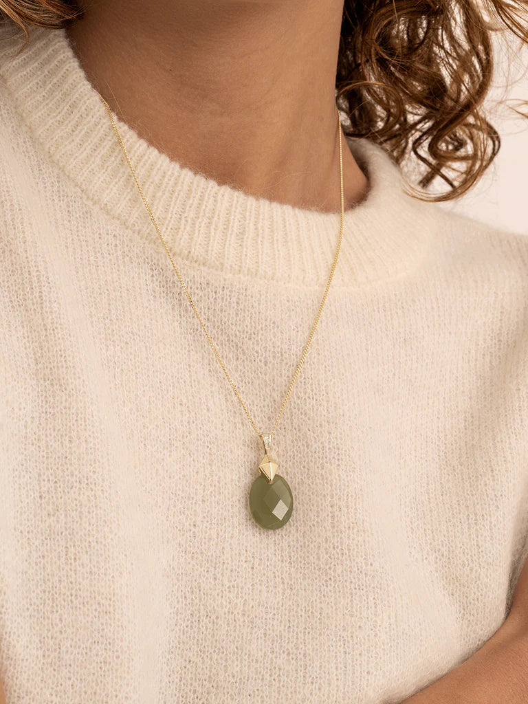 Sparkling Jewels Edelsteen Hanger Medium Oval - Lime Jade PENGEM64-MO