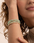 Sparkling Jewels Armband | Rich Green Amazonite Saturn small - Gold 4mm SBG-GEM57-ADD-4MM - PansiteNederland.nl