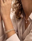 Sparkling Jewels armband Rose Quartz Roundel Interstellar - Gold SBG-GEM13-MIX-RDL - PansiteNederland.nl